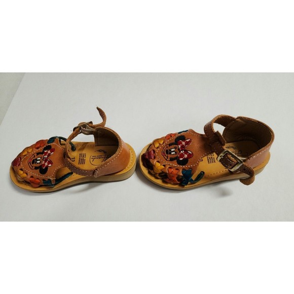 Huarache Girl's Leather Sandals Size 6C Hand-Made Embroidered Multicolor Mouse - Picture 3 of 6